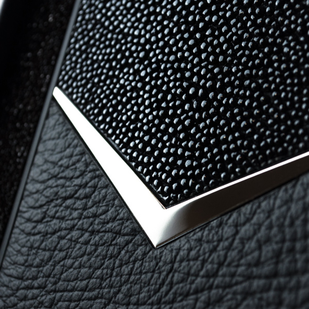 Стильный чехол iPhone натуральная шкура ската - Euphoria HM Premium - металл, натуральная кожа