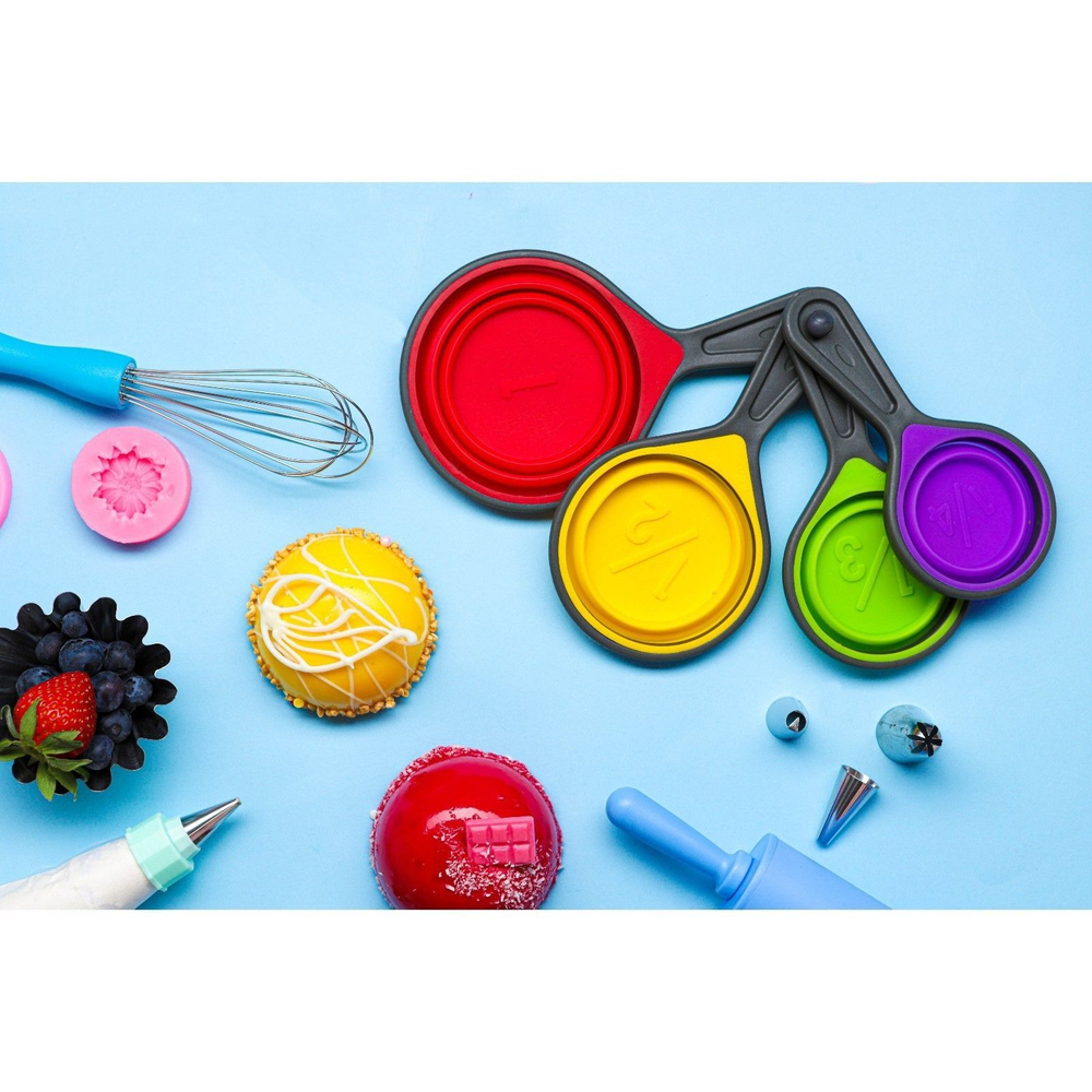 Набор мерных ложек складных Доляна «Светофор», 4 шт: 60 мл, 80 мл, 125 мл, 250 мл, цвет МИКС