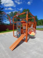 Детская площадка Савушка КУБ-3 (Махагон) подушками и коконом