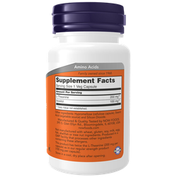 Now Foods L-Theanine 200 mg 60 veg capsules , Теанин