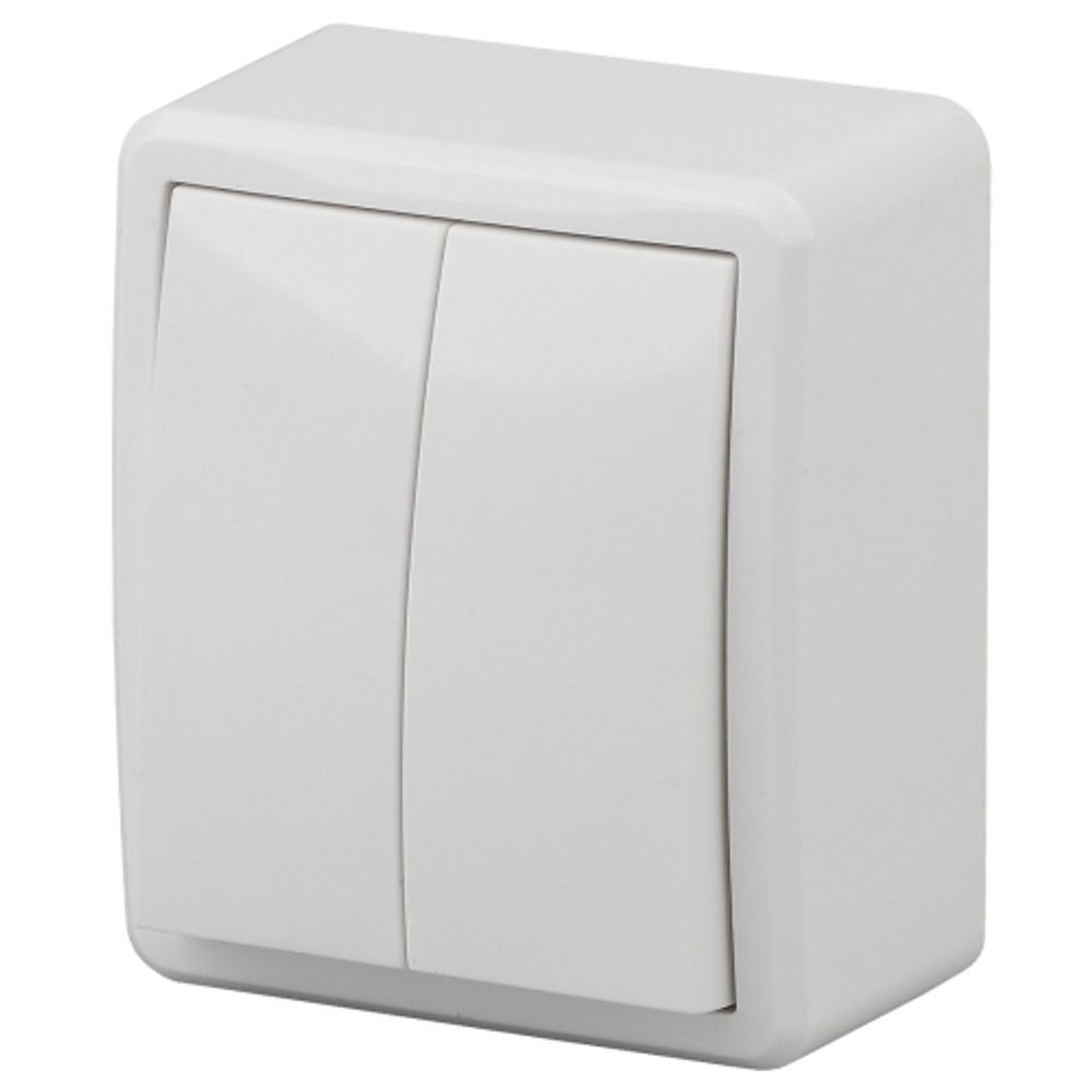 11-1205-01 ЭРА Выключатель двойной с подсветкой, 10АХ-250В, IP20, ОУ, Эра Эксперт, белый