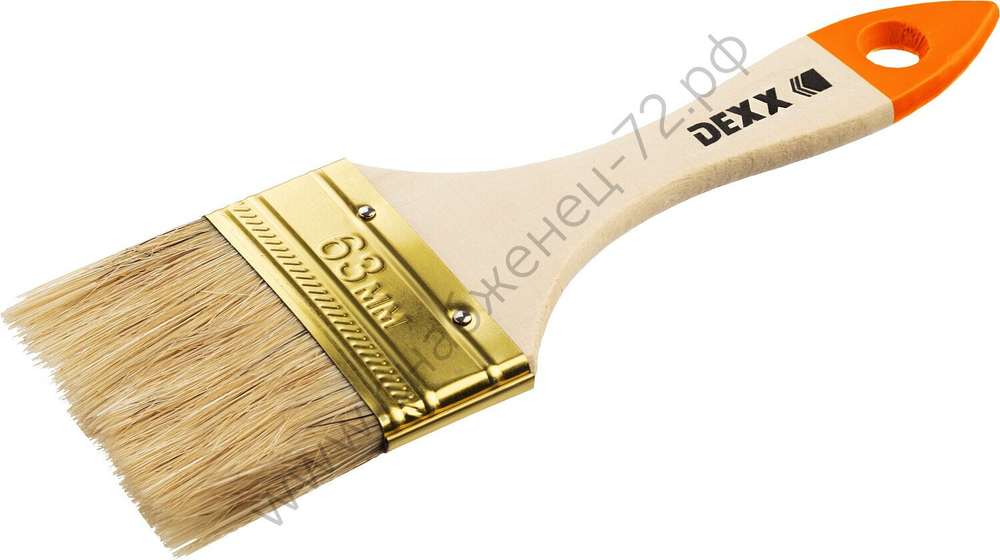 DEXX 63 мм, 2,5″ натуральная щетина, деревянная ручка, флейцевая, Плоская кисть (0100-063)