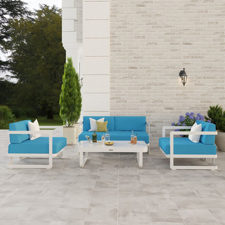 Лаунж зона Ideal Patio СИЛЕНА голубая - белый каркас