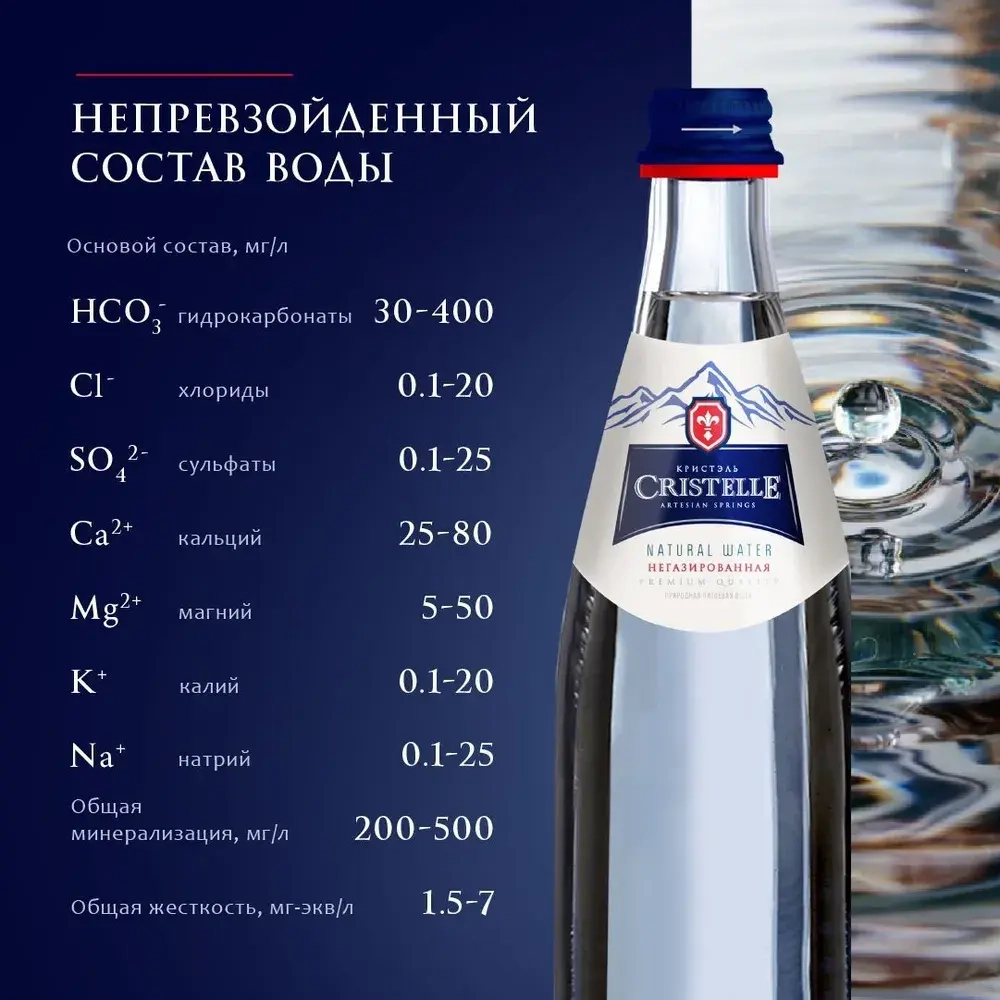 Вода негазированная Сristelle в стекле, 0,75 л