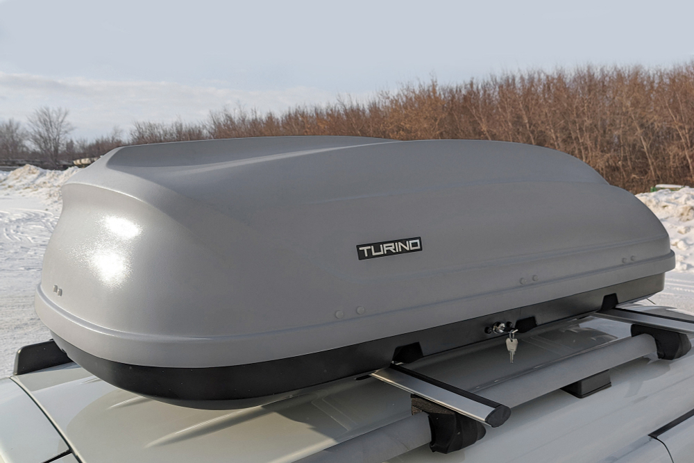 Бокс-багажник на крышу Аэродинамический "Turino 1" ДВУСТОРОННЕЕ открывание 410л