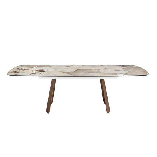 Раздвижной обеденный стол 1186 с столешницей из керамики  и основанием из шпона ореха