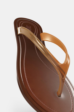 ZARA САНДАЛИИ С ПЕРЕМЫЧКОЙ МЕЖДУ ПАЛЬЦАМИ, КОРИЧНЕВЫЙ