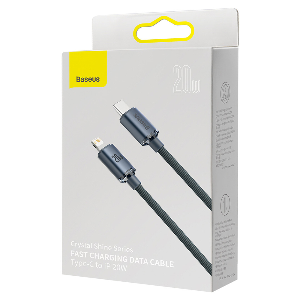 Lightning Кабель Baseus Crystal Shine Series Fast Charging Data Cable Type-C to iP 20W 2m - Black