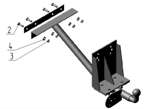 Фаркоп для УАЗ 31512(469), 31514, 463, Hunter 1989- Тип шара: H (несъемный сварной). Нагрузки: 800/50 кг, UAZ-01