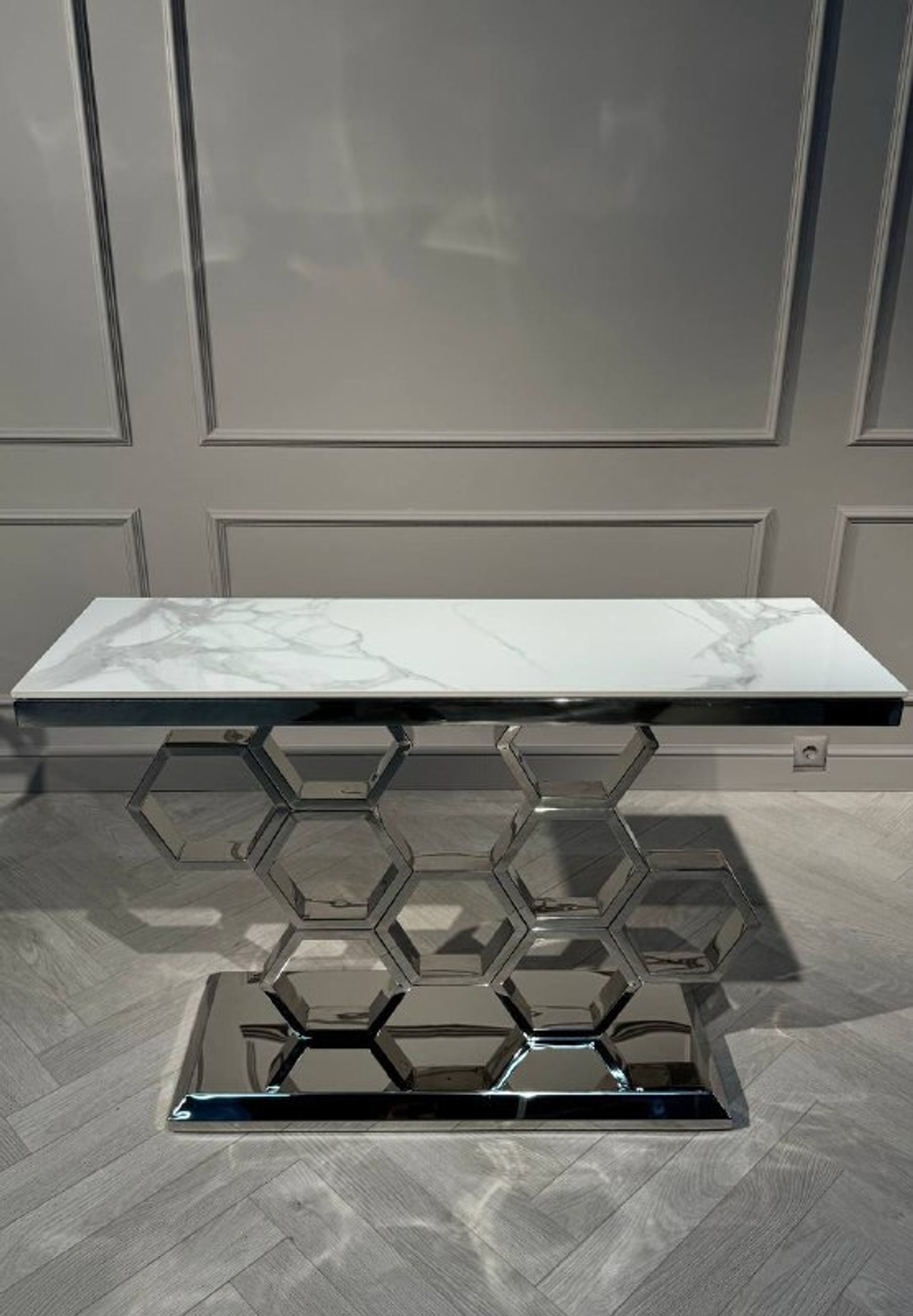 Стол-консоль Ist Casa Фьюжн, 120х40х78 см, белый бентли, серебро