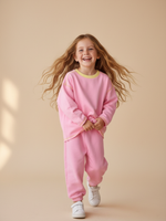 Свитшот Line с контрастными деталями и необработанным краем розовый