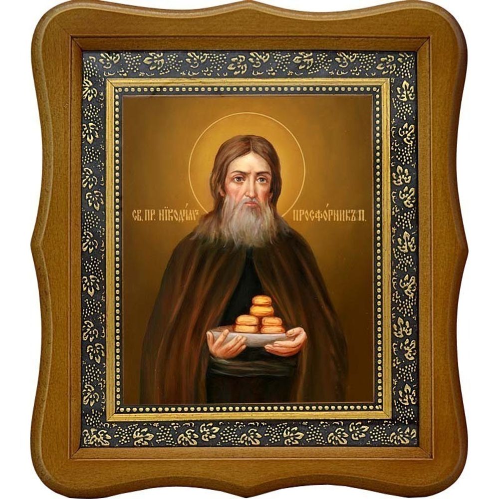 Никодим Печерский, преподобный просфорник. Икона на холсте.