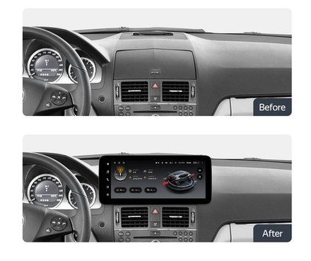 Магнитола для Mercedes-Benz C W204 2007-2011 (взамен перчаточного ящика) - Teyes LUX ONE 360 монитор 12.3" 2K QLED на Android 10, 6/128Гб, CarPlay, 4G SIM-слот, 4 камеры в комплекте