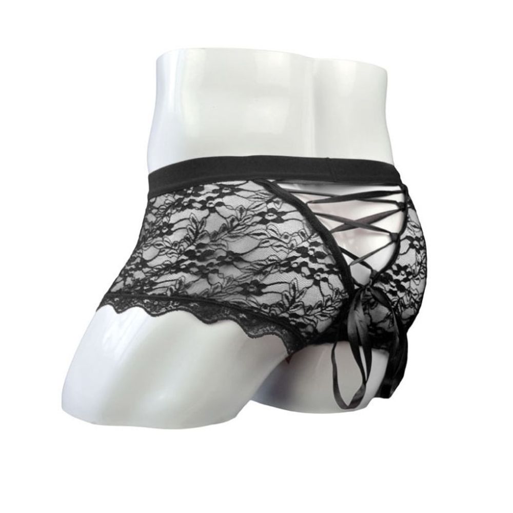 Мужские трусы боксеры черные кружевные Romeo Rossi RR6097-2