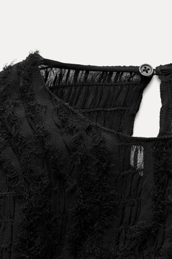 ZARA ТОП С НЕОБРАБОТАННЫМИ КРОМКАМИ — ZW COLLECTION, ЧЕРНЫЙ