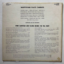 Винтажная виниловая пластинка LP Mantovani And His Orchestra Plays Tangos Танго (USA 1953)