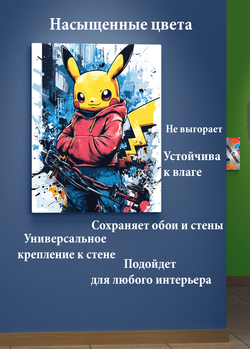 Картина на стену на металле от MetallSubArt "Пикачу"
