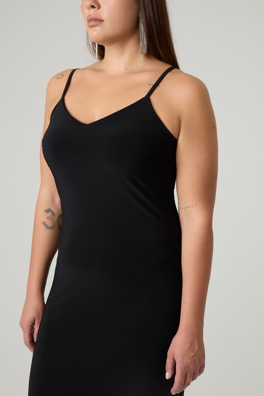 Платье-комбинация из трикотажа, черный