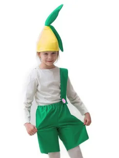 Карнавальный костюм "Лучок", шапка, комбинезон, 5-7 лет, рост 122-134 см