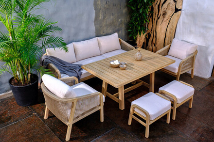 Диванная группа из акации Joygarden РИМИНИ со столом 150 см L, Light Teak, бежевый