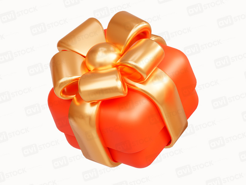 Красный подарок с золотым бантом