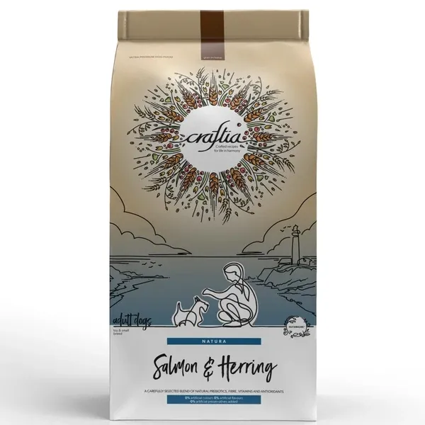 Сухой корм CRAFTIA NATURA для взрослых собак миниатюрных и мелких пород из лосося с сельдью