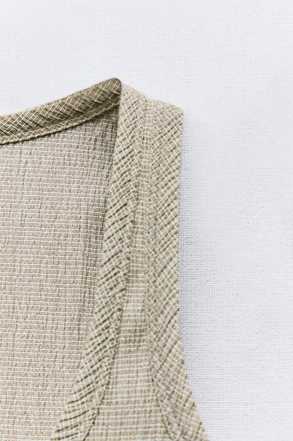 ZARA ТОП ИЗ ТЕКСТУРИРОВАННОЙ ТКАНИ, БЕЖЕВЫЙ