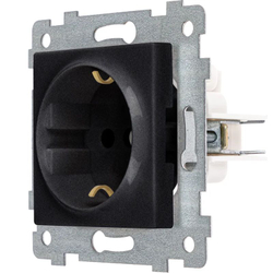 "Аксиома" Механизм розетки одноместной с з/к и шторкой скрытой установки РС16-454 антрацит