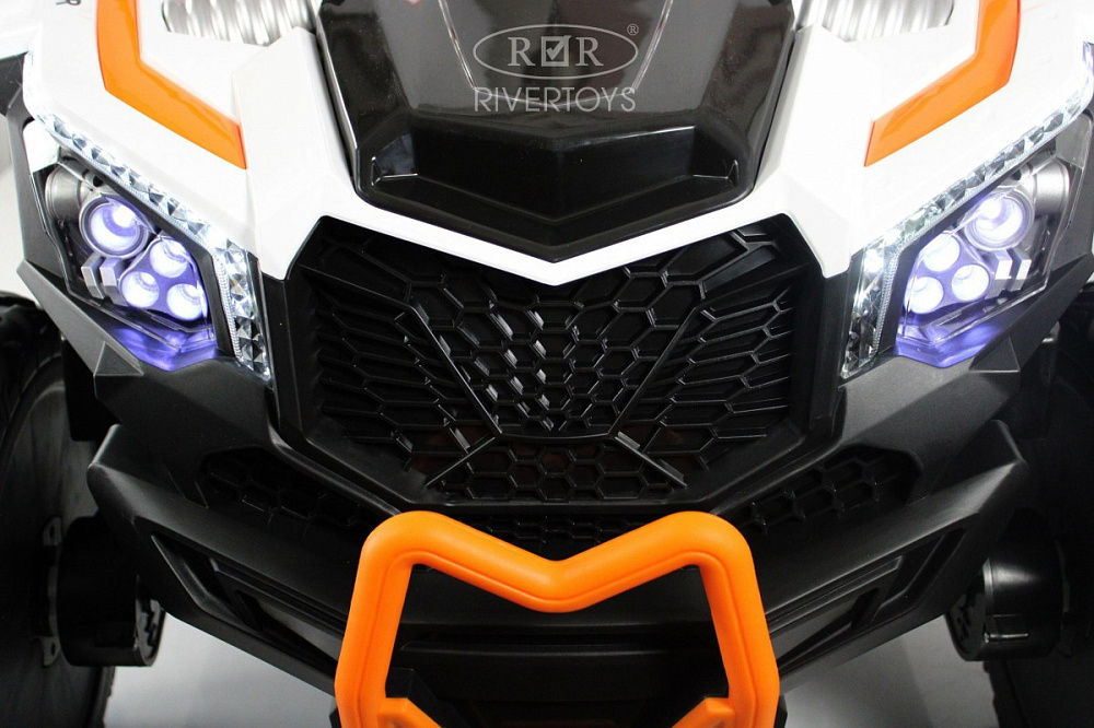 Детский электромобиль RiverToys X707XX WHITE-ORANGE/бело-оранжевый