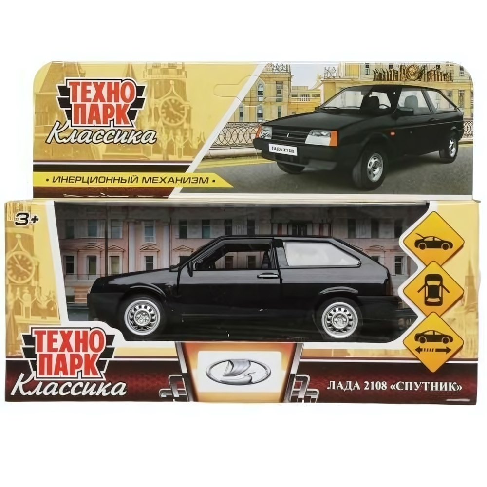 Модель ин. мет. "Lada -2108 Спутник" 12см. откр. двери, багажник, черный коробка 2108-12-BK (Технопарк)