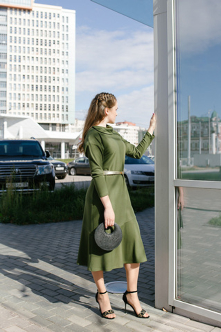 Трикотажное платье 3032АЕ, Болотный #66Б053032АЕ