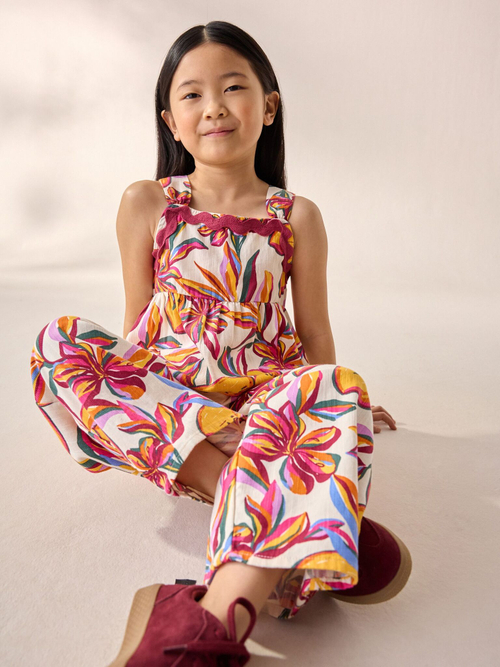 Топ и брюки широкие в комплекте для девочки Next AB1-559, Белый, Желтый, Розовый