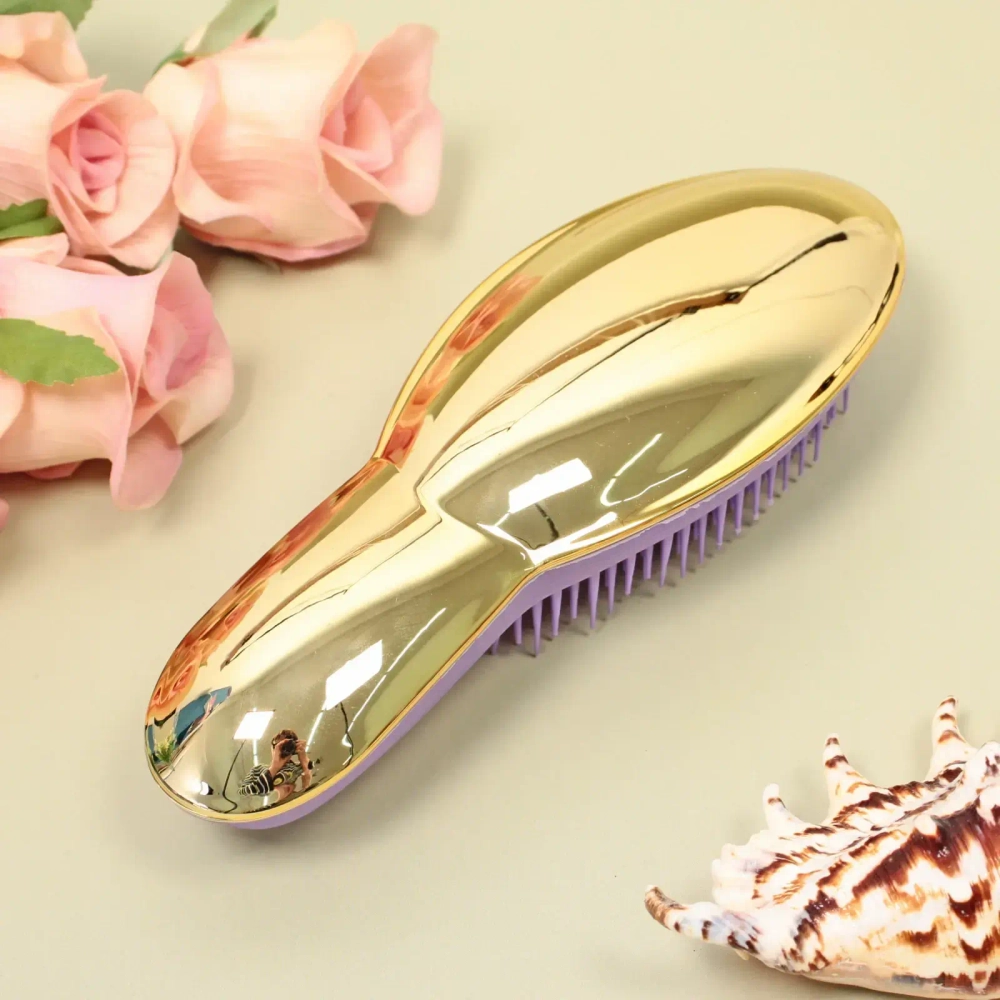 Расческа массажная компактная «Care Brush», цвет золотистый , 21*7,5см, в пластиковой коробке
