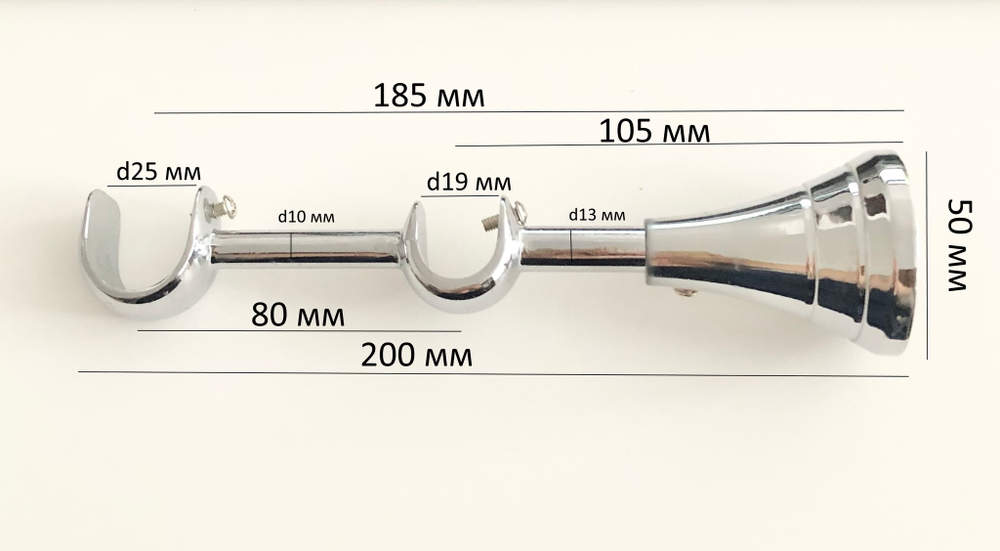 Кронштейн стеновой двойной d25/19 мм, цвет хром