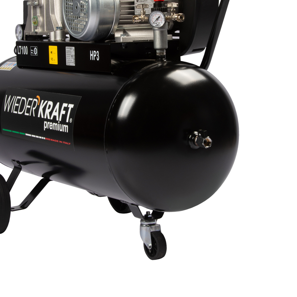 WDK-91053 (УЦЕНКА) Компрессор поршневой с ременным приводом 423 л/мин, 2.2 КВт, 220 В, ресивер 100 л