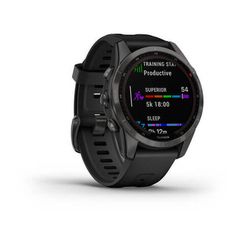 Умные часы Garmin FENIX 7S Sapphire Solar титановый угольно-серый DLC с силиконовым ремешком