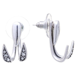 Серьги пусеты с кристаллами Сваровски. Покрытие черненое серебро.