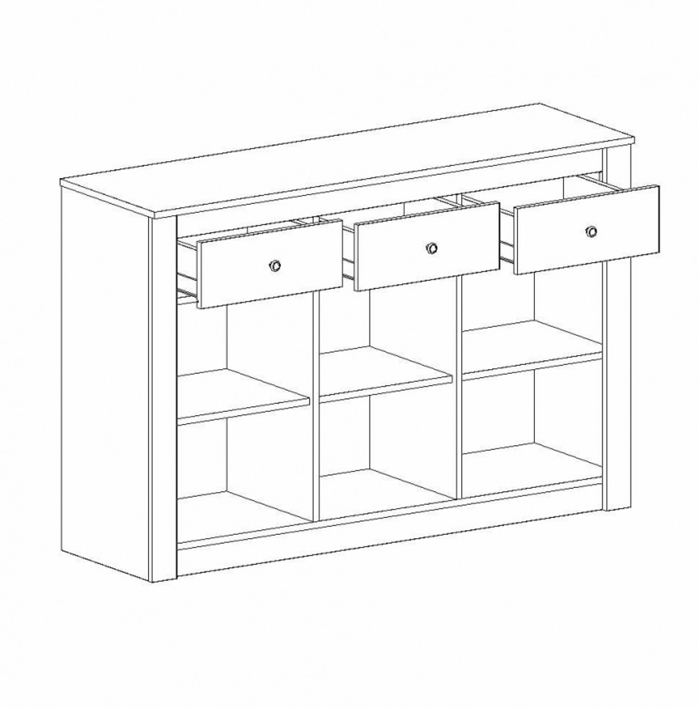 Комод 3 двери. 3 ящика. "Даллас" 1355х400х900