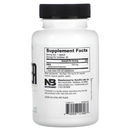 NutraBio, ДГЭА, 100 мг, 60 капсул