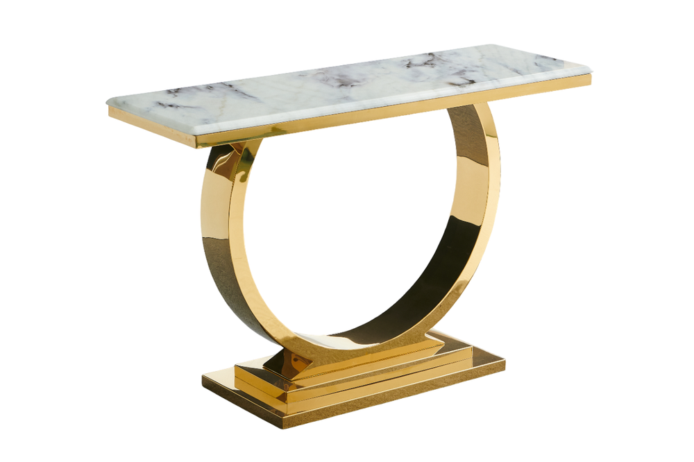 Стол-консоль Ist Casa Лира, 120х40х76 см, небесный белый, золотой