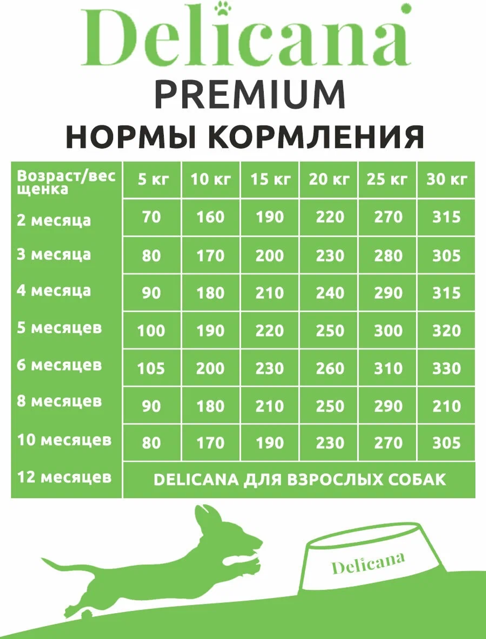 Cухой полнорационный корм для щенков средних пород ягненок с рисом Delicana 12кг