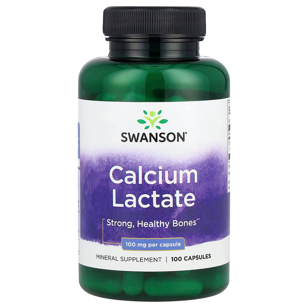Swanson, Лактат кальция, 100 мг, 100 капсул