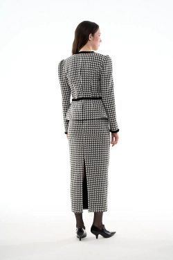 Юбка-карандаш миди черно-белая