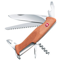 Нож Victorinox RangerWood 55, 0.9561.63, 130 мм, 10 функций, фиксатор лезвия "liner lock", лезвие и инструменты из нержавеющей стали, рукоять из орехового дерева