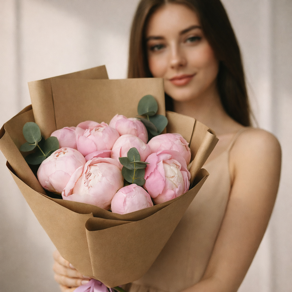 Букет из пионов «Розовый шелк»