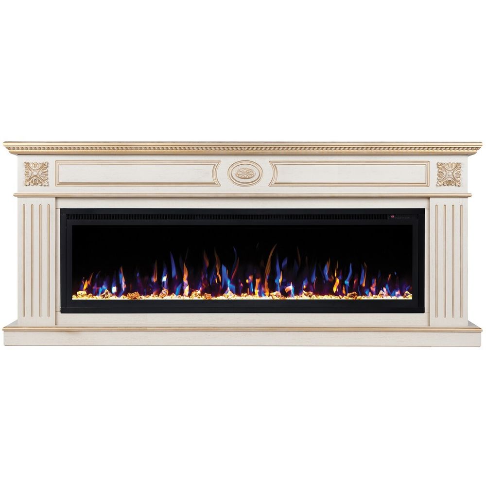 Электрокамин RealFlame Siena 60 WT белый дуб с золотой патиной с очагом Saphir 60