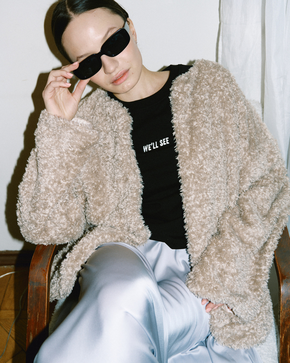 Faux Fur Jacket Beige
