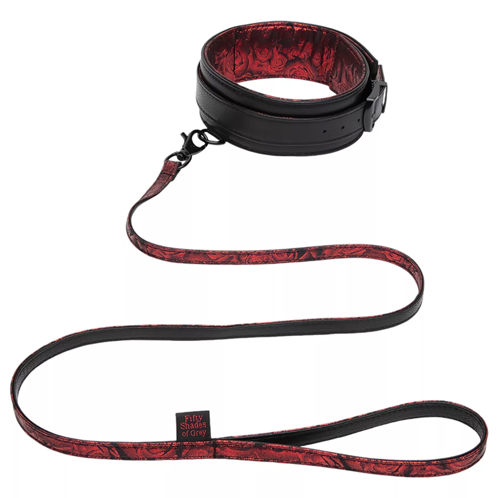 Ошейник с поводком Fifty Shades of Grey Sweet Anticipation Collar with Leash Black-Red