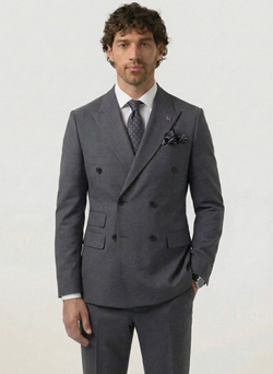 Мужской костюм двубортный (серый) А71