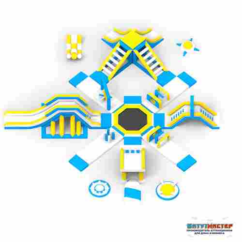 Большой надувной аквапарк «Аква Платформа» 30×27,8×4,3 м